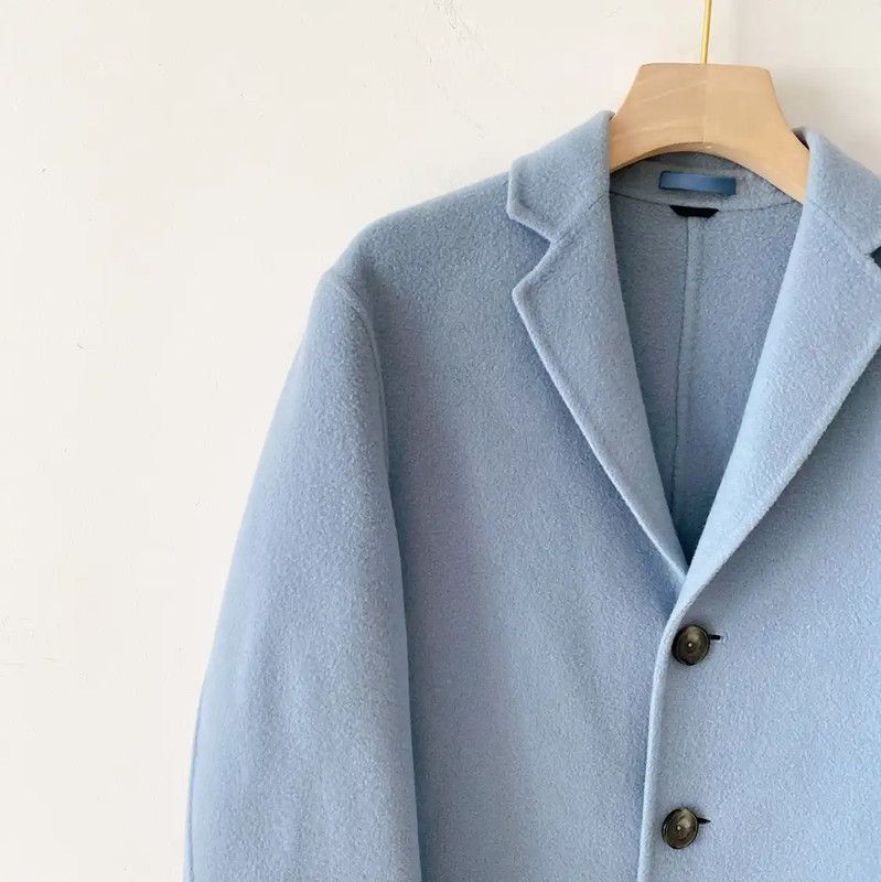 Acne Studios Acne Studios Wool Blend Long Coat in Blue Size M / US 6-8 / IT 42-44 - 3 Thumbnail