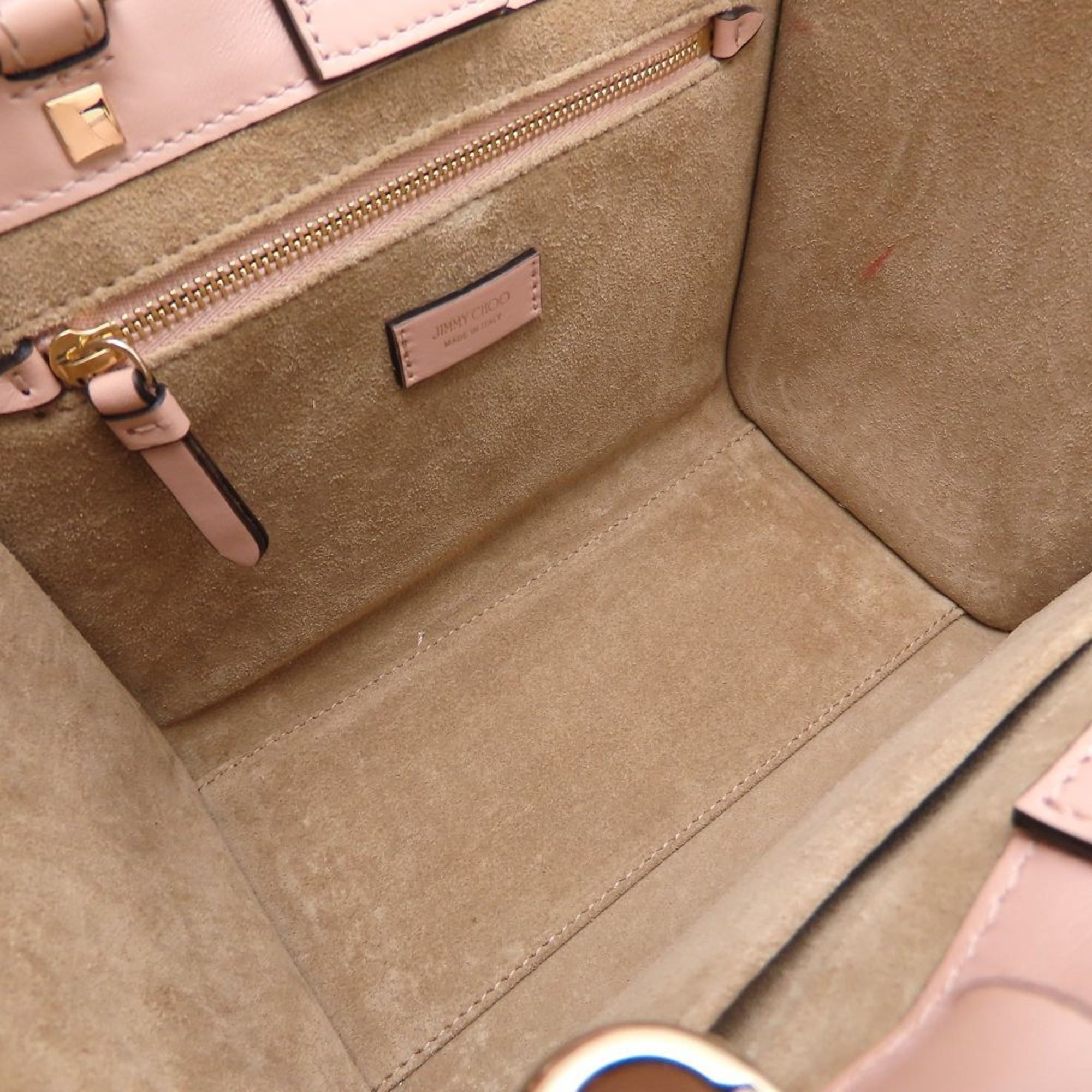 Jimmy Choo JIMMY CHOO AVENUE TOTE S 2-Way Tote Bag in Leather (Beige/Pink Beige) for Women, 352746 Size ONE SIZE - 6 Thumbnail