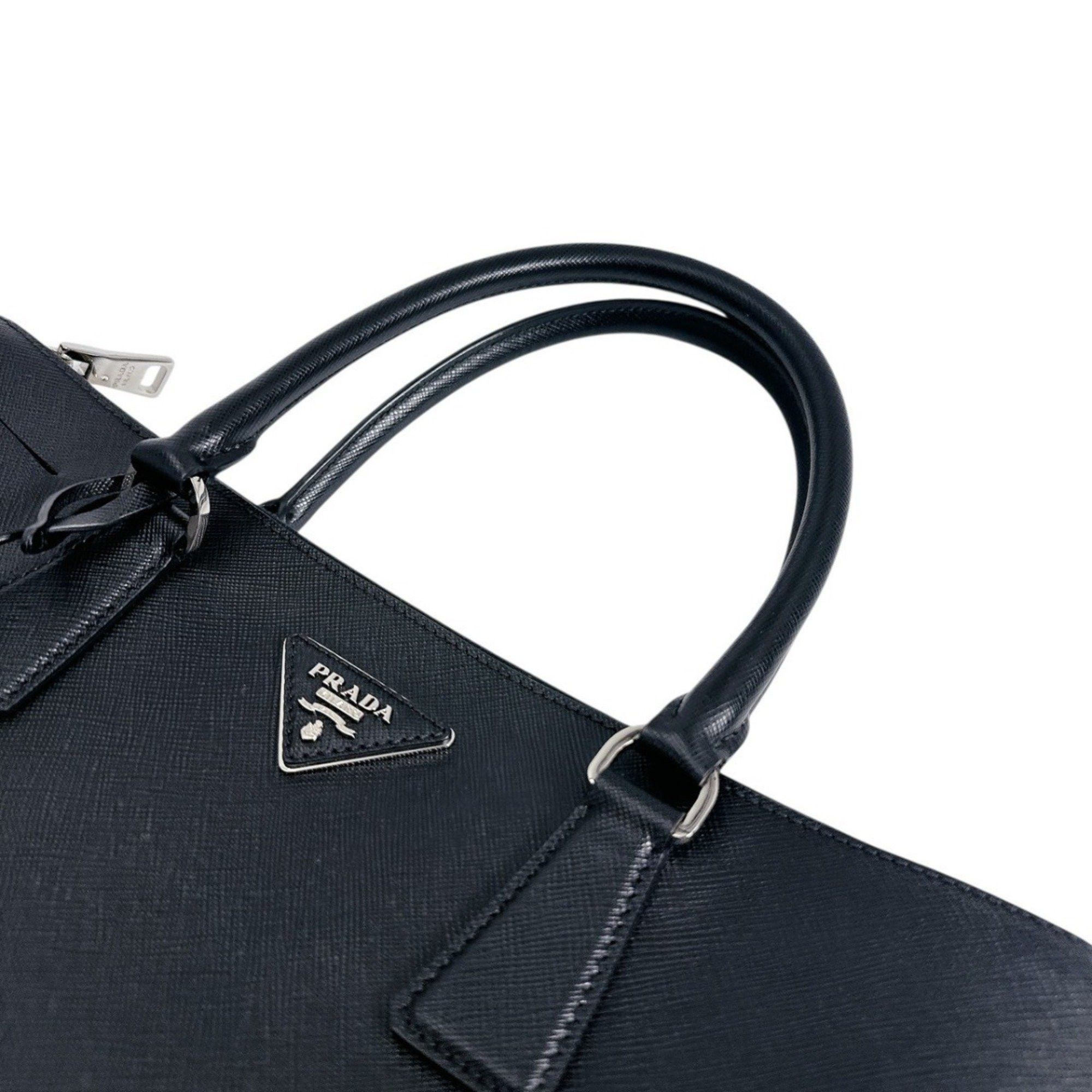 Prada Prada 2-Way Saffiano Leather Tote Bag, Black, 1BA274 Size ONE SIZE - 10 Thumbnail