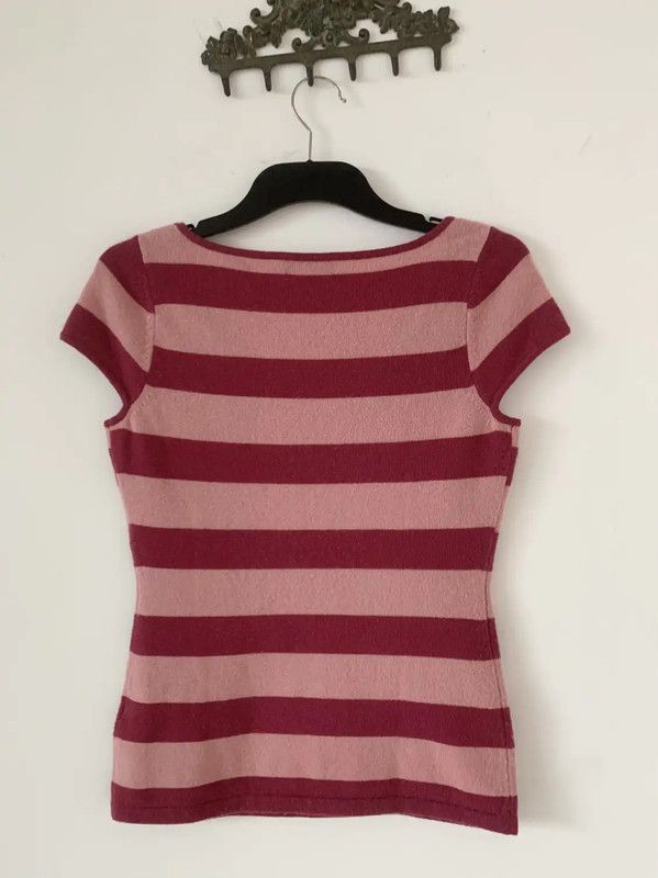 Burberry Burberry Pink Striped Wool Blend Women's T-Shirt Size M / US 6-8 / IT 42-44 - 3 Thumbnail