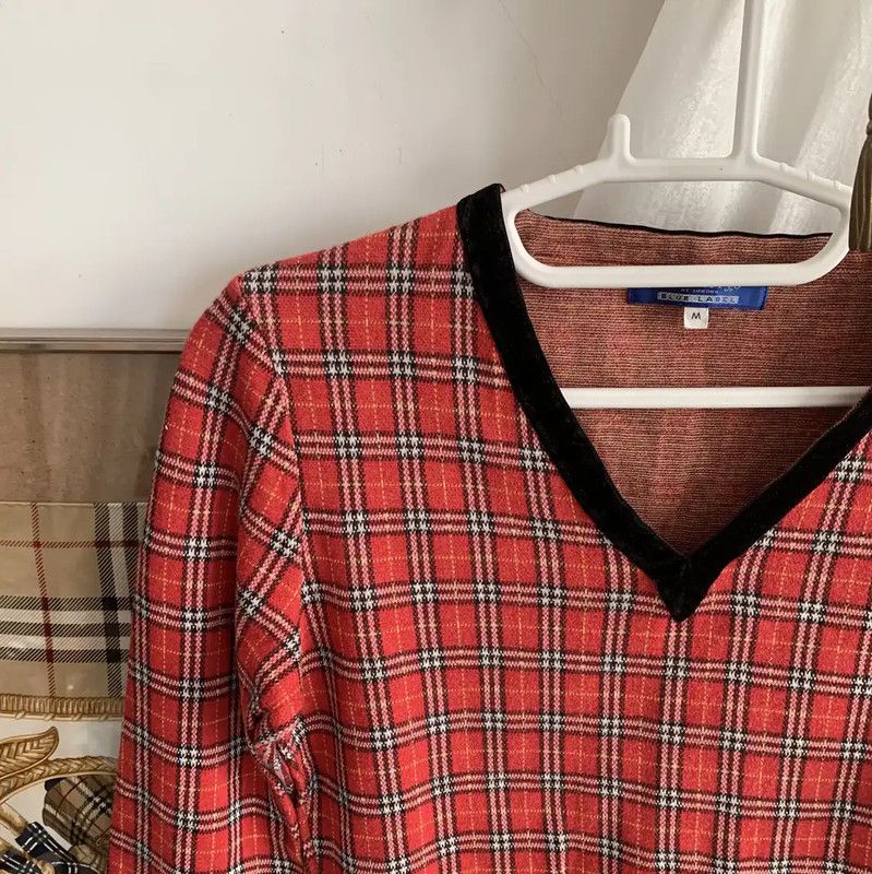 Burberry Burberry Red Check Cotton Top for Women Size M / US 6-8 / IT 42-44 - 2 Thumbnail
