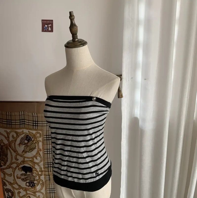 Burberry Burberry Grey Striped Cotton Women's T-shirt Size M / US 6-8 / IT 42-44 - 3 Thumbnail