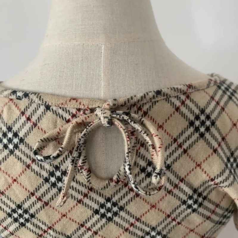 Burberry Burberry Beige Wool Blend Checked T-Shirt Size M / US 6-8 / IT 42-44 - 3 Thumbnail