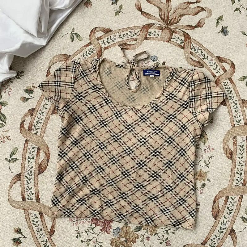 Burberry Burberry Beige Wool Blend Checked T-Shirt Size M / US 6-8 / IT 42-44 - 8 Thumbnail