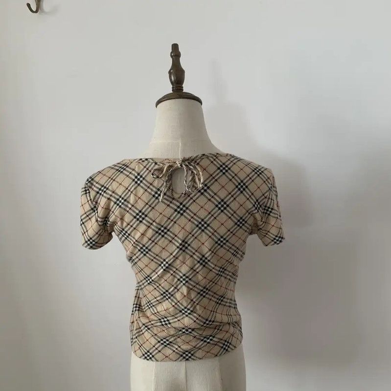 Burberry Burberry Beige Wool Blend Checked T-Shirt Size M / US 6-8 / IT 42-44 - 4 Thumbnail