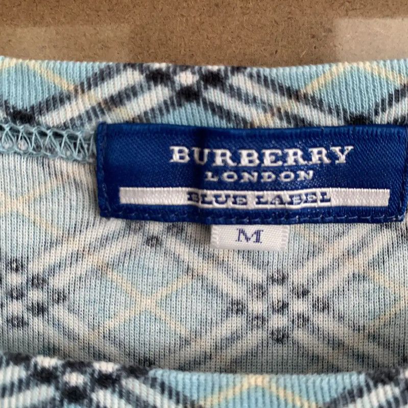 Burberry Burberry Blue Cotton Checkered T-Shirt Size M / US 6-8 / IT 42-44 - 3 Thumbnail