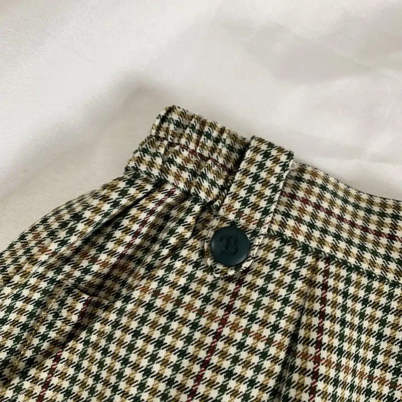 Burberry Burberry Khaki Green Wool Check Skirt Size 30" / US 8 / IT 44 - 2 Thumbnail