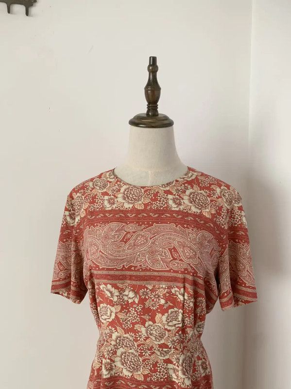 Burberry Burberry Orange Floral Midi Dress Size M / US 6-8 / IT 42-44 - 2 Thumbnail