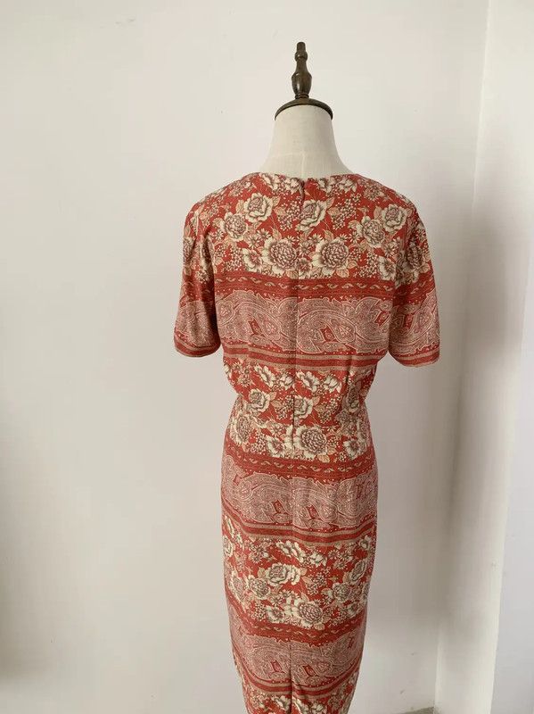 Burberry Burberry Orange Floral Midi Dress Size M / US 6-8 / IT 42-44 - 3 Thumbnail