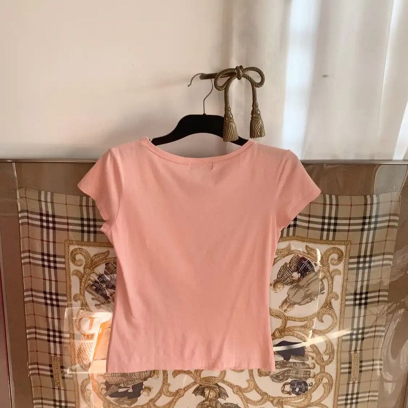 Burberry Burberry Pink Cotton T-Shirt with Logo Size M / US 6-8 / IT 42-44 - 3 Thumbnail