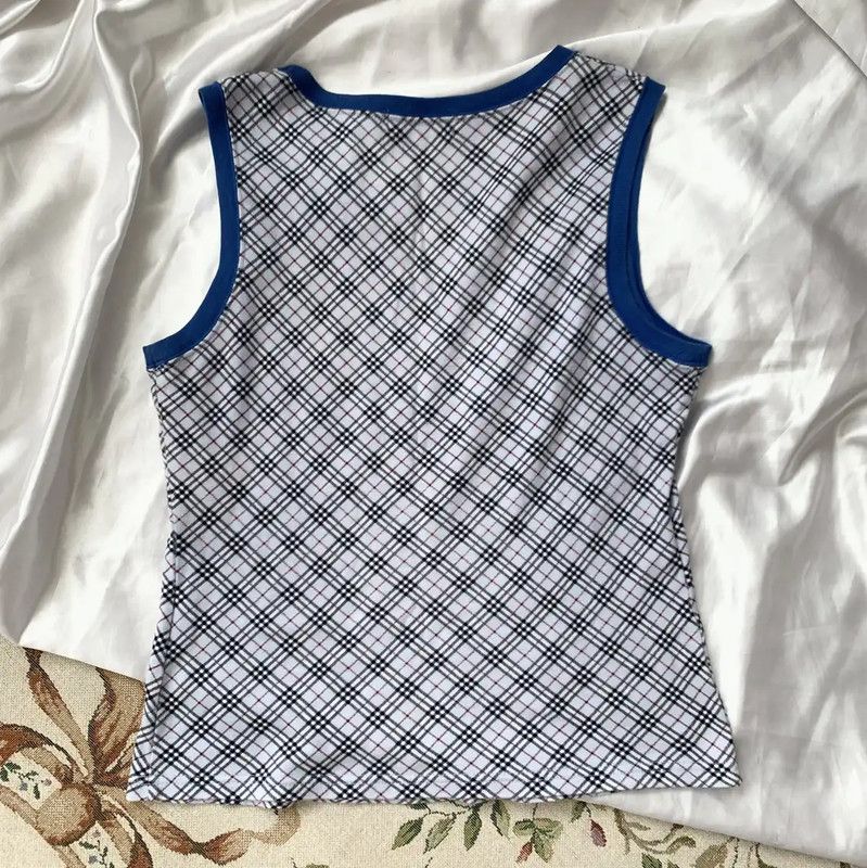 Burberry Burberry Blue Cotton Check Pattern Women's Tank Top Size M / US 6-8 / IT 42-44 - 3 Thumbnail