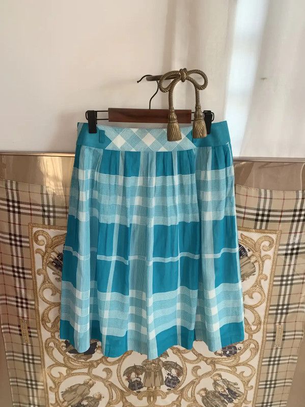 Burberry Burberry M Size Aqua Cotton Midi Skirt Size 27" / US 4 / IT 40 - 4 Thumbnail