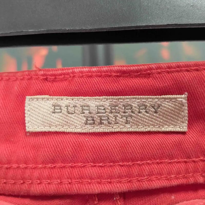 Burberry Burberry Red Cotton Casual Trousers for Women Size 23" - 3 Thumbnail