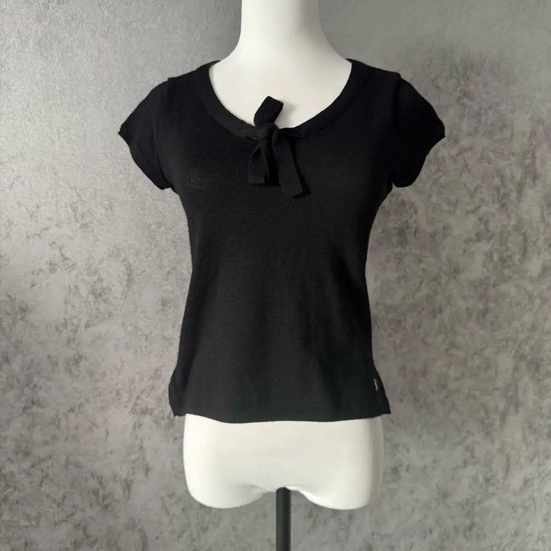 Burberry Burberry Short Sleeve Black Wool T-Shirt Size M / US 6-8 / IT 42-44 - 2 Thumbnail