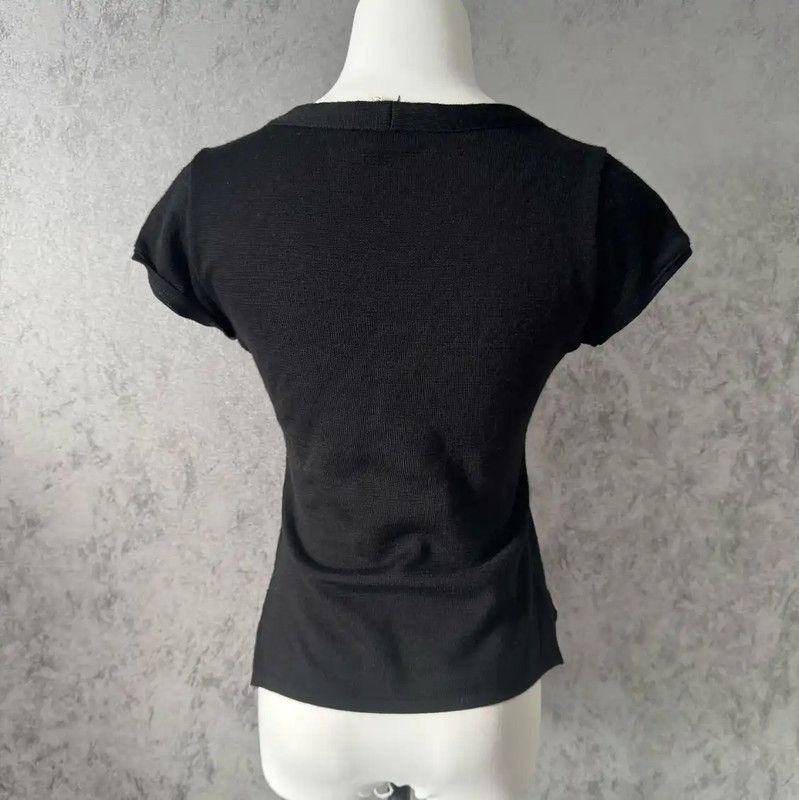 Burberry Burberry Short Sleeve Black Wool T-Shirt Size M / US 6-8 / IT 42-44 - 4 Thumbnail
