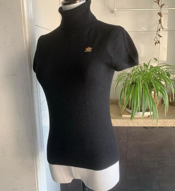 Burberry Burberry Black Wool Blend Short Sleeve Top Size M / US 6-8 / IT 42-44 - 2 Thumbnail