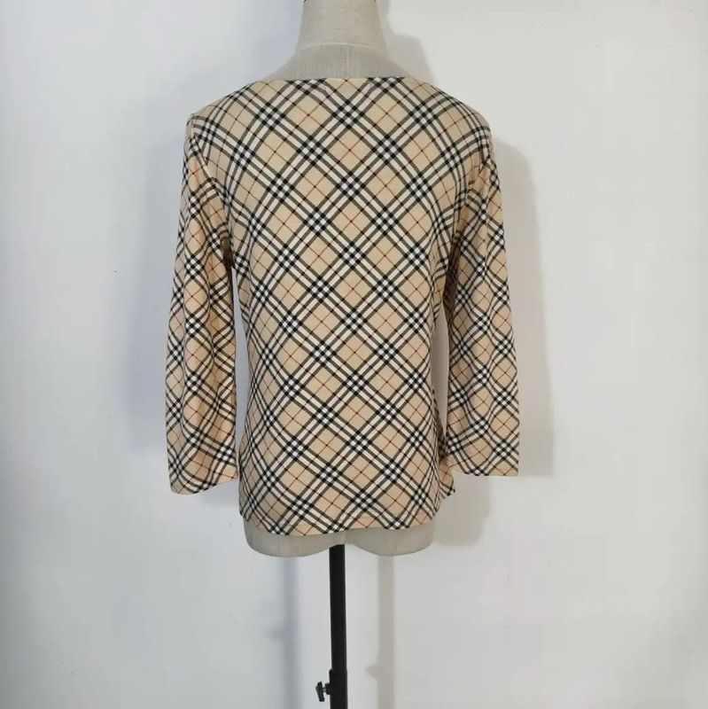 Burberry Burberry Khaki Cotton Check T-shirt for Women Size M / US 6-8 / IT 42-44 - 4 Thumbnail