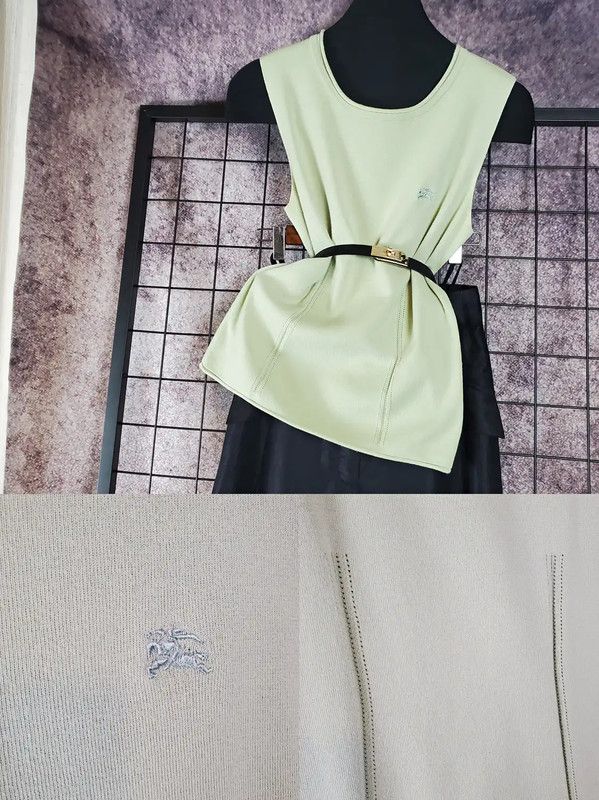 Burberry Burberry Light Green Cotton Blend Summer Top Size S / US 4 / IT 40 - 2 Thumbnail