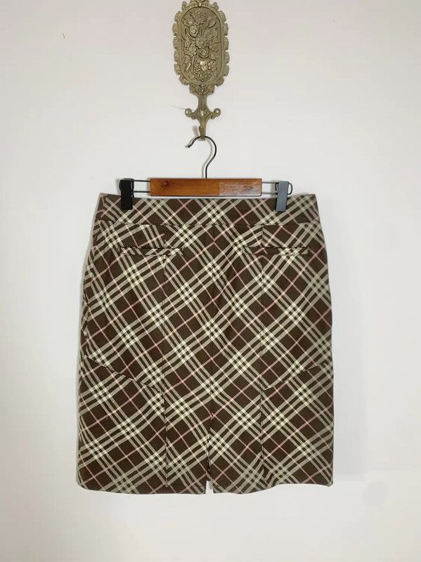 Burberry Burberry Brown Check Cotton Midi Skirt Size 23" - 4 Thumbnail
