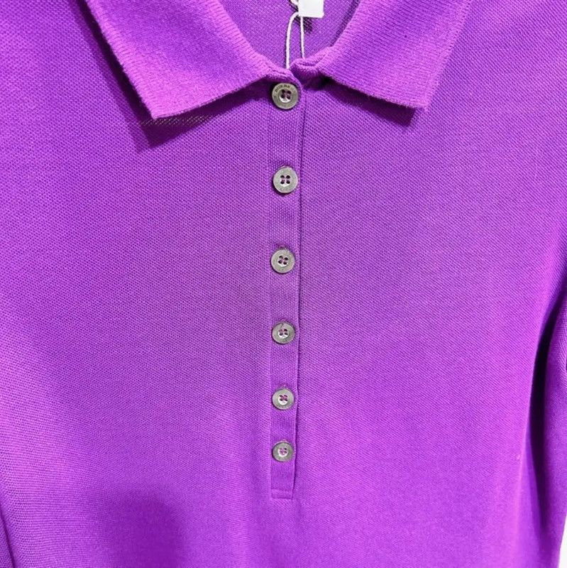 Burberry Burberry Purple Cotton Check Polo Top Size S / US 4 / IT 40 - 6 Thumbnail