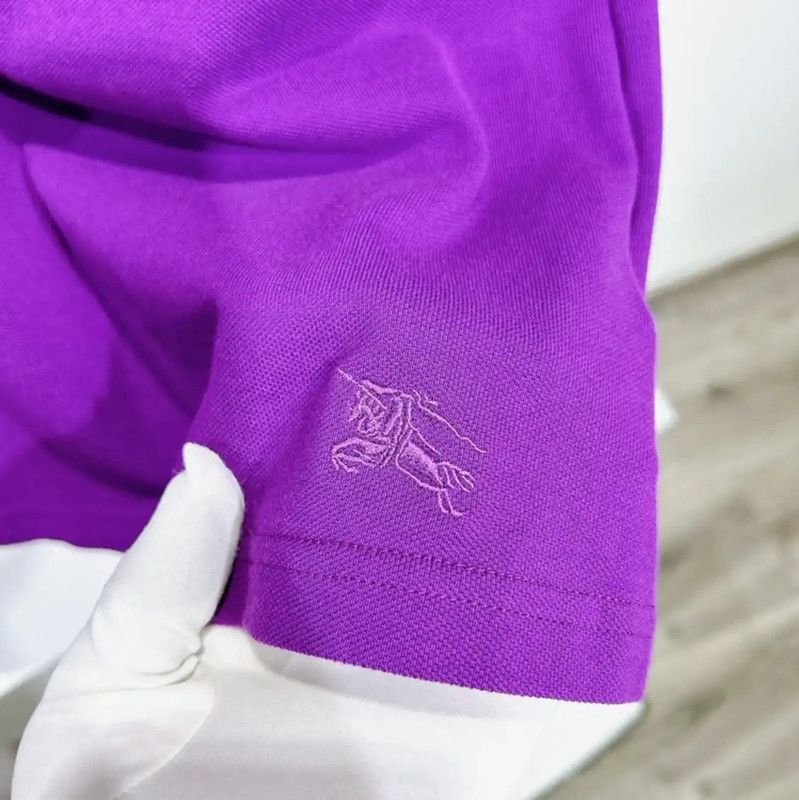 Burberry Burberry Purple Cotton Check Polo Top Size S / US 4 / IT 40 - 7 Thumbnail