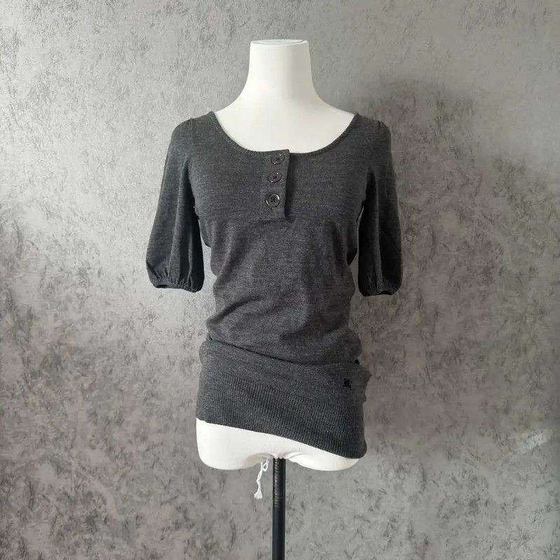 Burberry Burberry Gray Wool Short Sleeve T-Shirt Size M / US 6-8 / IT 42-44 - 4 Thumbnail