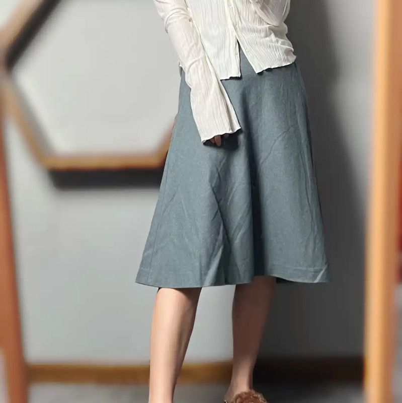 Burberry Burberry Light Blue Wool Midi Skirt Size 23" - 2 Thumbnail