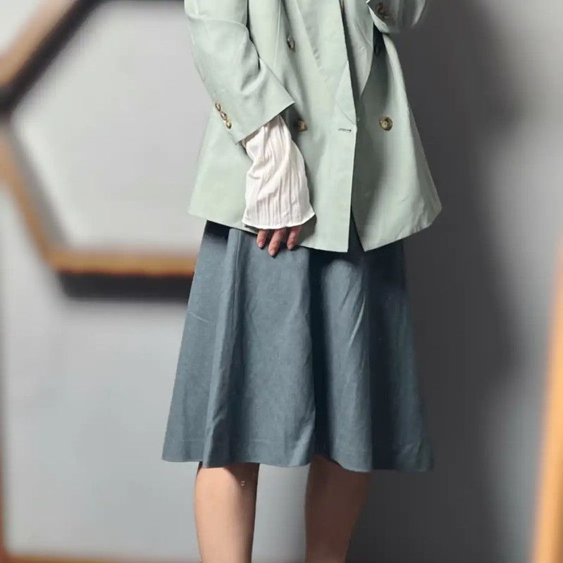 Burberry Burberry Light Blue Wool Midi Skirt Size 23" - 4 Thumbnail