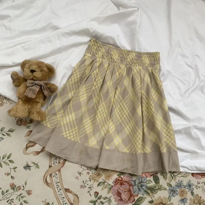 Burberry Burberry Yellow Checkered Cotton Skirt Size 23" - 4 Thumbnail
