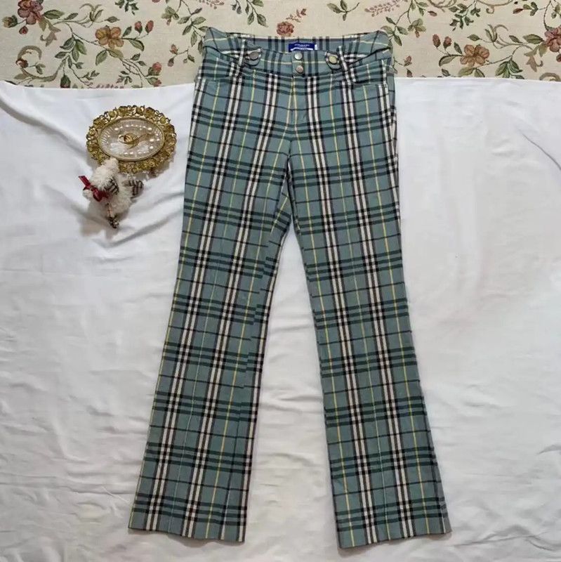 Burberry Burberry Blue Cotton Casual Pants for Women Size 23" - 2 Thumbnail