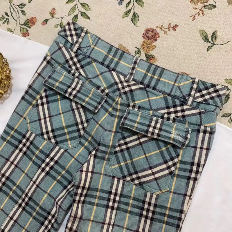 Burberry Burberry Blue Cotton Casual Pants for Women Size 23" - 3 Thumbnail