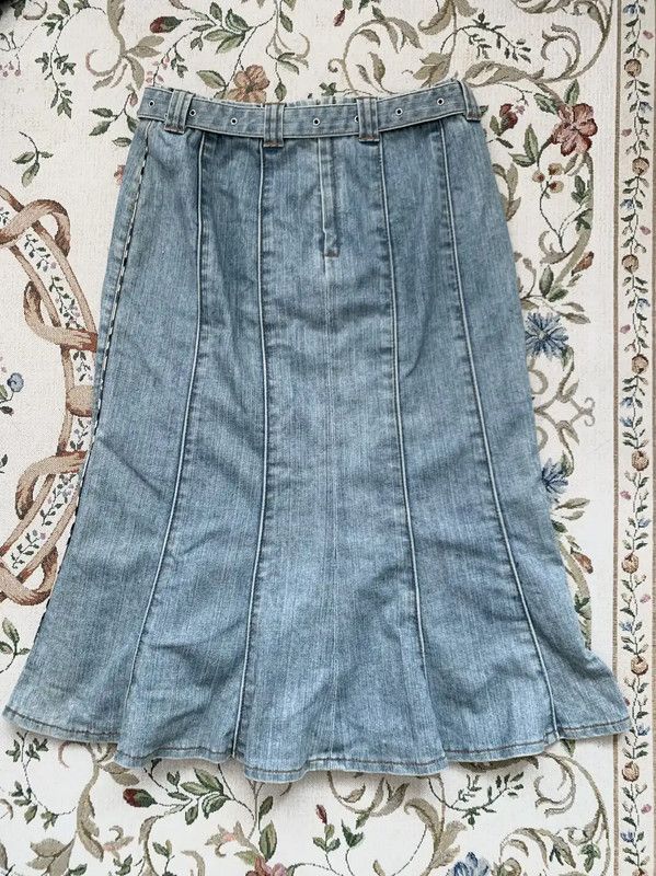 Burberry Burberry Light Blue Cotton Midi Skirt Size 38" / US 16 / IT 52 - 4 Thumbnail