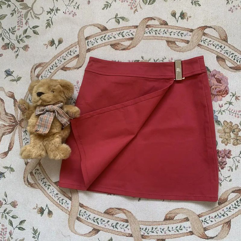 Burberry Burberry Red Cotton Skirt for Women Size 23" - 3 Thumbnail