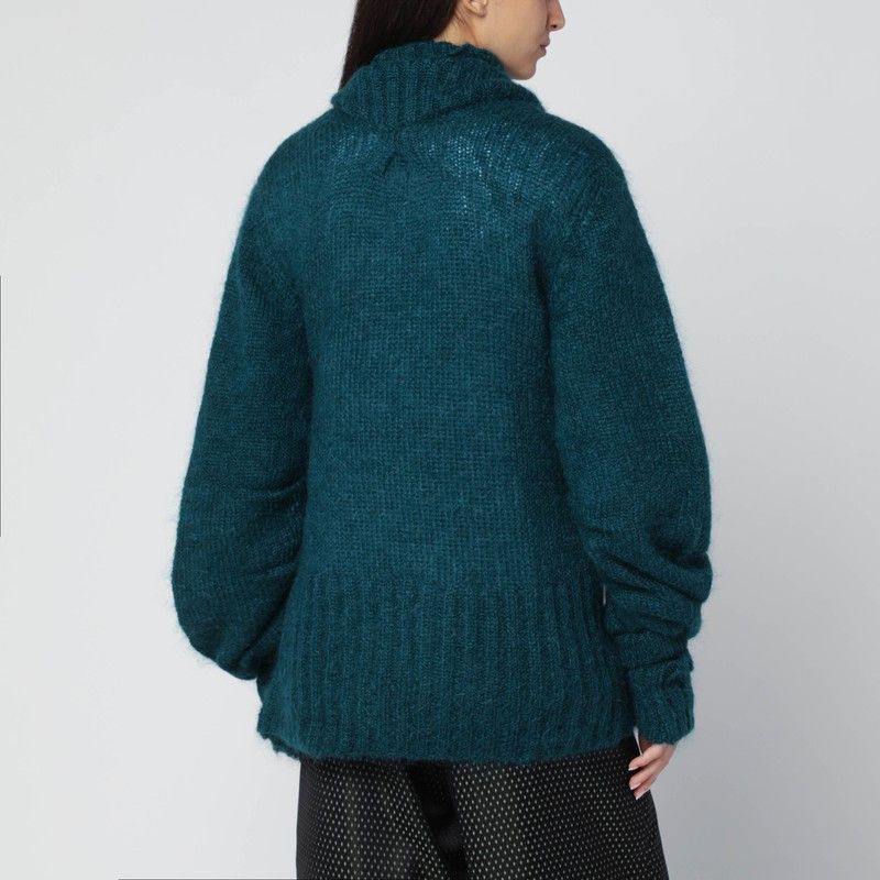 Dries Van Noten Dries Van Noten Oversized Petroleum Green Mohair-Blend Sweater Size S / US 4 / IT 40 - 2 Thumbnail