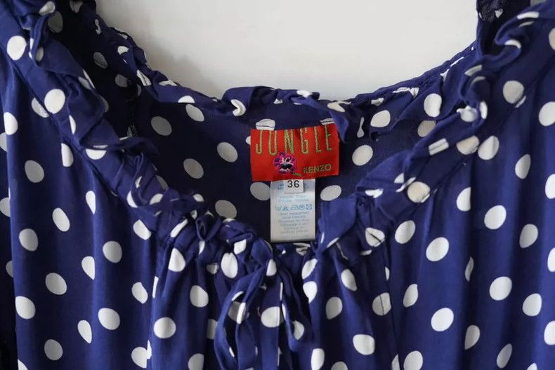 Kenzo Kenzo 80s Blue Polka Dot Puff Sleeve Top - dmc Size M / US 6-8 / IT 42-44 - 5 Thumbnail