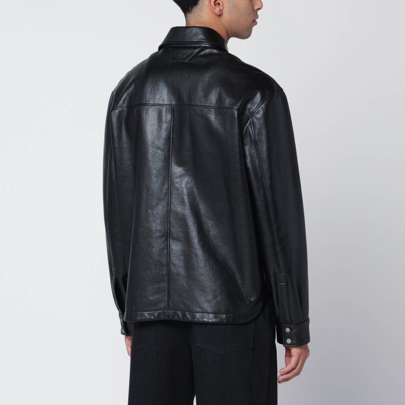 Salvatore Santoro Salvatore Santoro Black Leather Overshirt Size US M / EU 48-50 / 2 - 2 Thumbnail