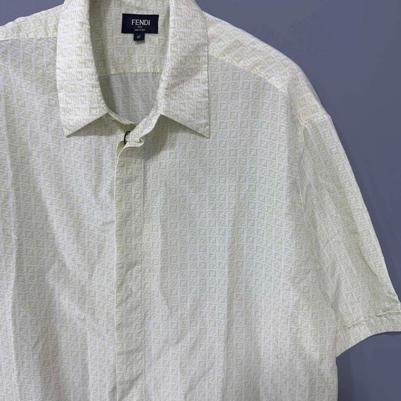Fendi Fendi Light Green Logo Short Sleeve Shirt-yf Size US M / EU 48-50 / 2 - 4 Thumbnail