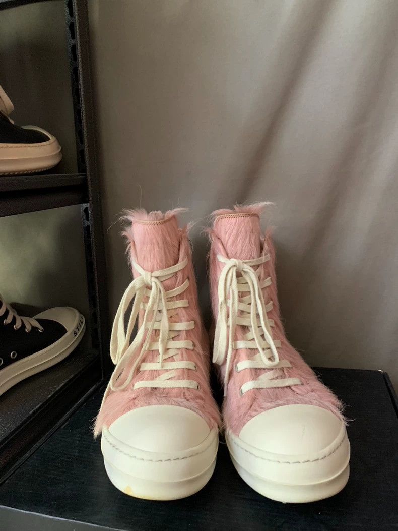 Rick Owens Rick Owens Pink Horsehair High-Top Sneakers-yf Size US 8 / EU 41 - 2 Thumbnail