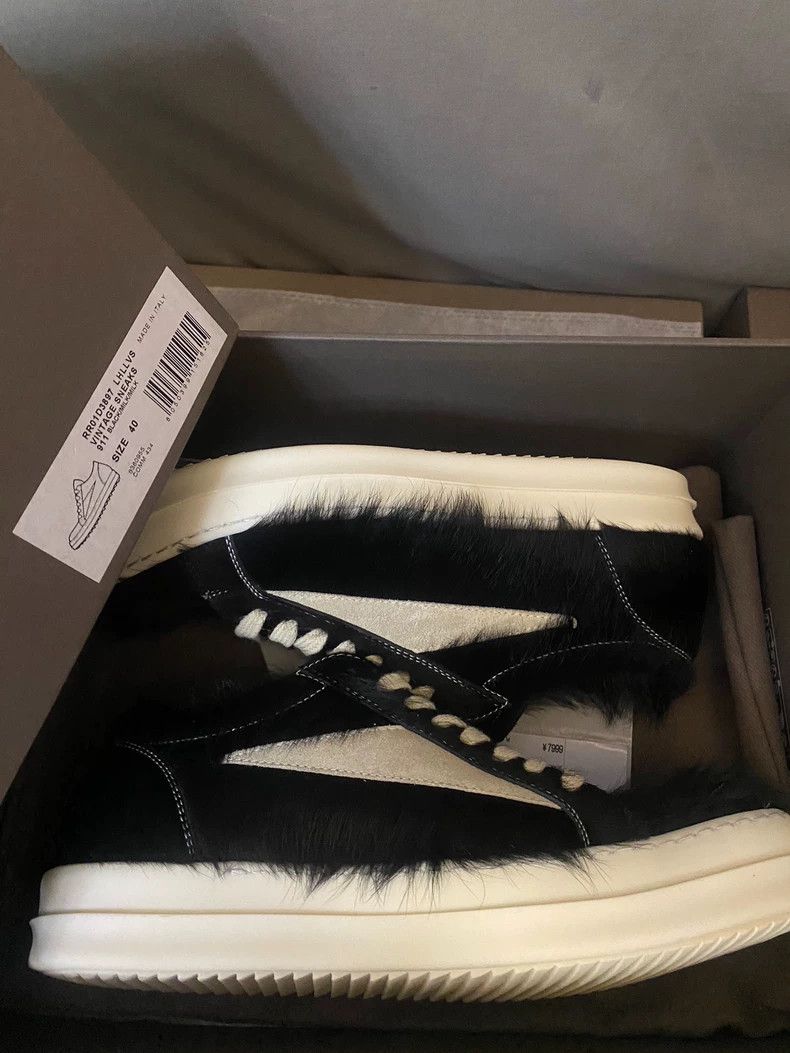 Rick Owens Rick Owens Black Furry Lowtop Sneakers-yf Size US 7 / EU 40 - 7 Thumbnail