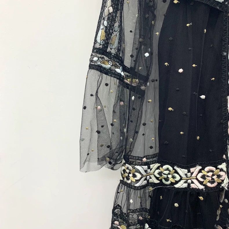 Dior Dior Black Embroidered Silk Mesh Dress-yf Size US 30 / EU 46 - 4 Thumbnail