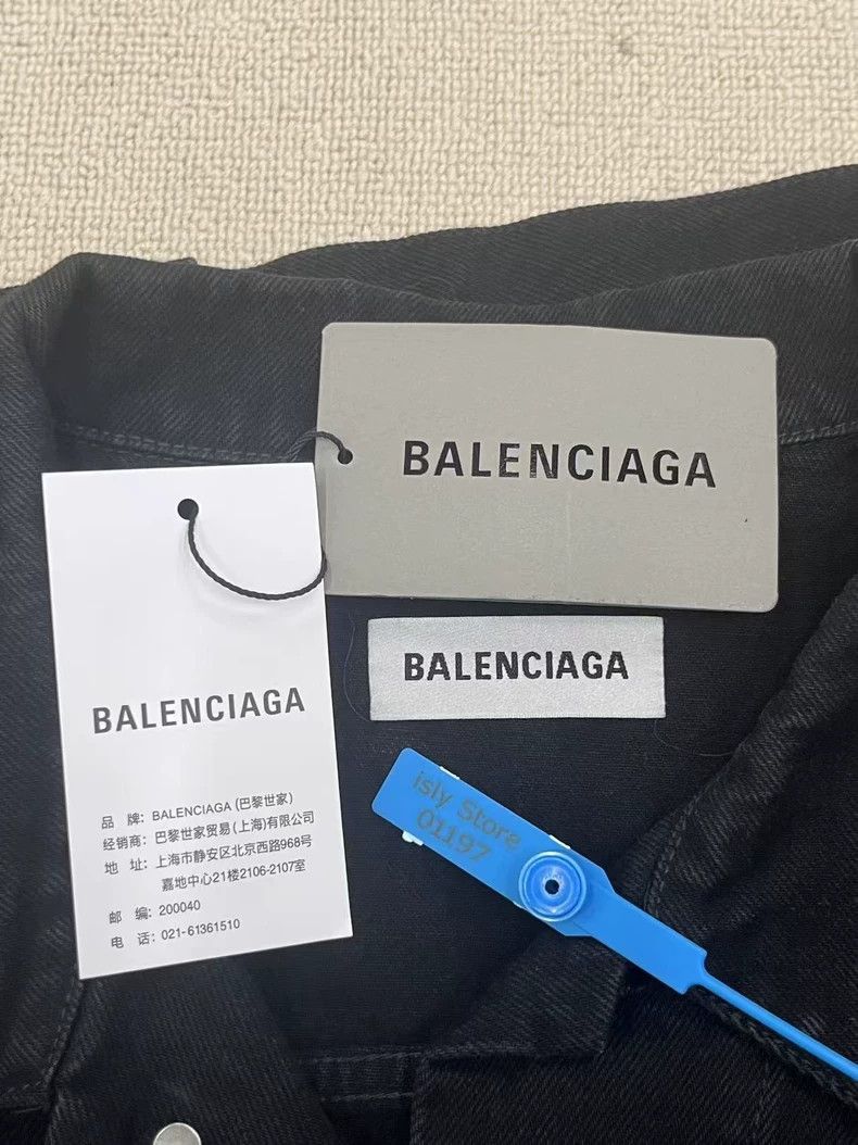 Balenciaga Balenciaga Logo Denim Jacket Black-yf Size US M / EU 48-50 / 2 - 5 Thumbnail