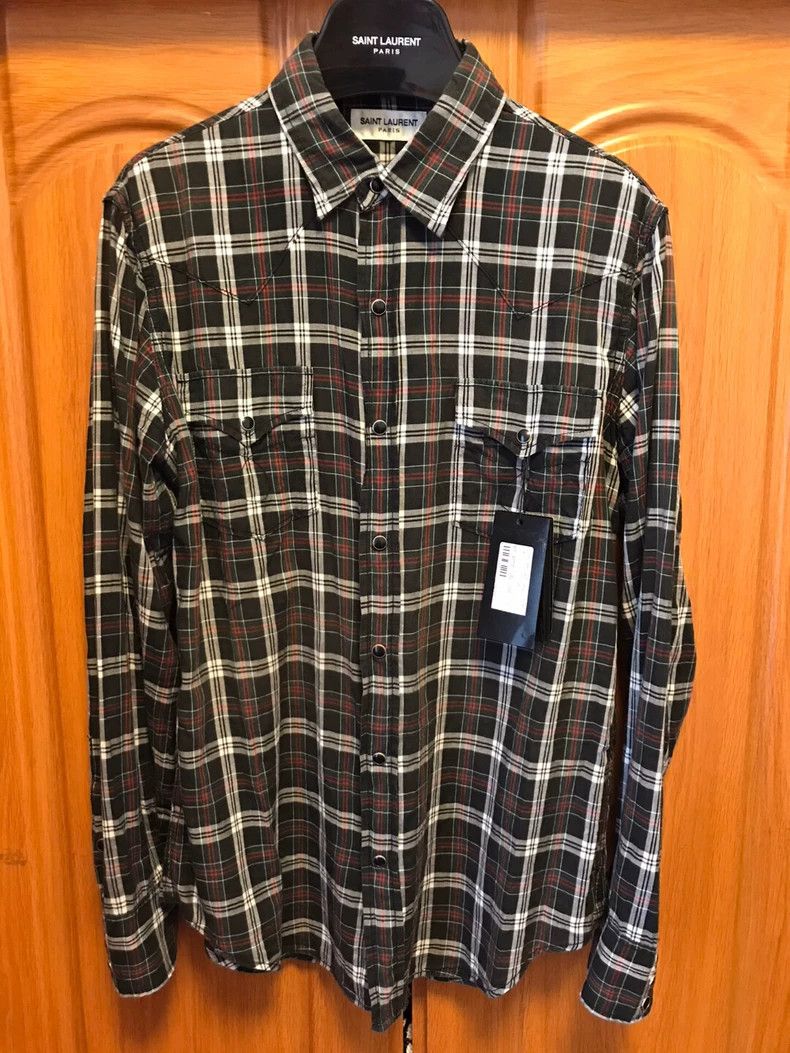 Saint Laurent Paris Saint Laurent Plaid Cat-Eye Button Shirt - dmc Size US S / EU 44-46 / 1 - 2 Thumbnail