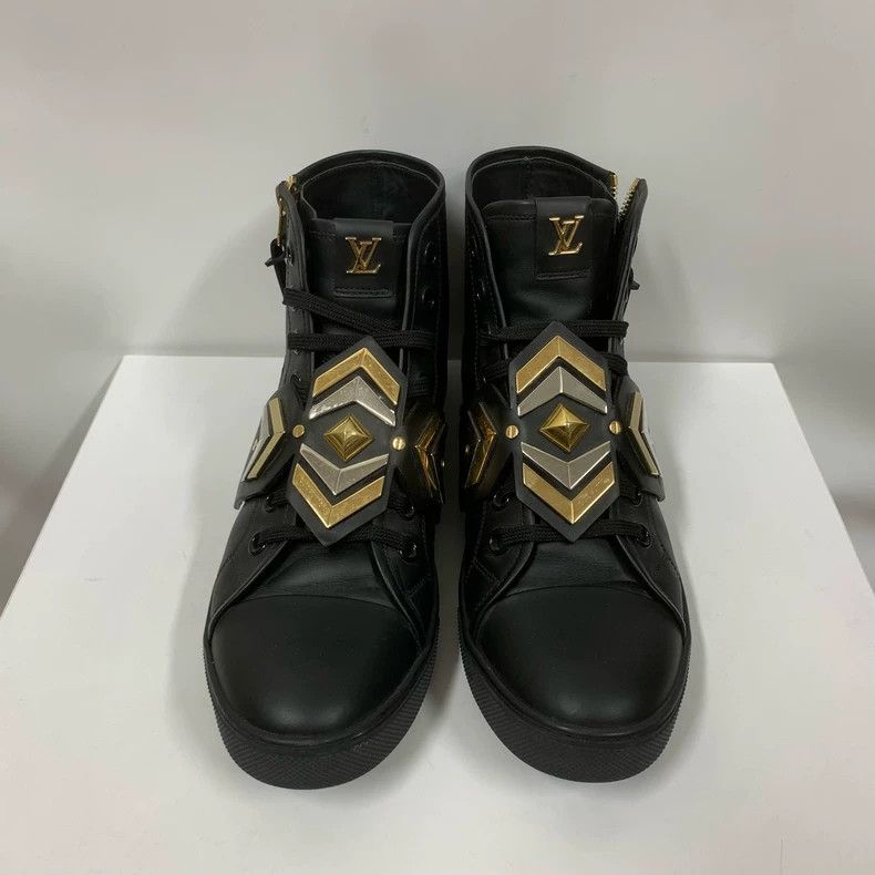 Louis Vuitton Louis Vuitton Gold Logo High Top Sneakers - dmc Size US 8 / EU 41 - 2 Thumbnail