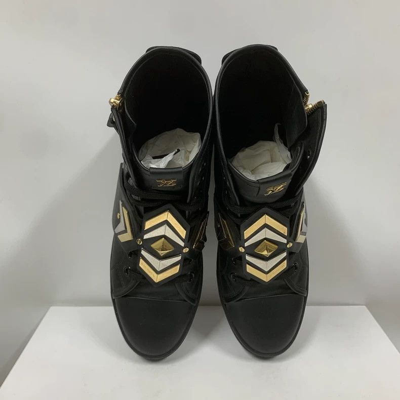 Louis Vuitton Louis Vuitton Gold Logo High Top Sneakers - dmc Size US 8 / EU 41 - 3 Thumbnail