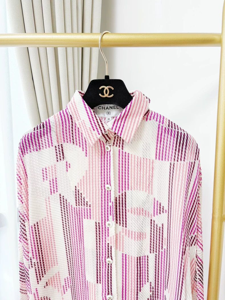 Chanel Chanel 23B Pink White CC Print Shirt - dmc Size US M / EU 48-50 / 2 - 4 Thumbnail