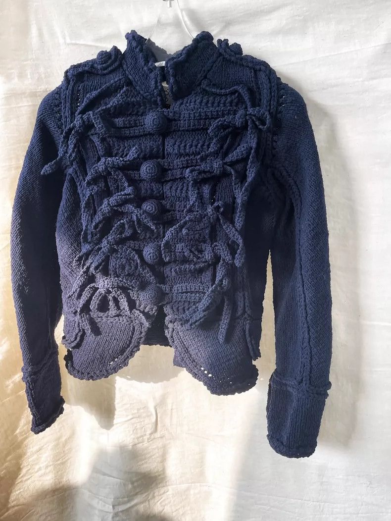 Comme des Garcons CDG Tao Blue Embroidered Knit Jacket - dmc Size US M / EU 48-50 / 2 - 8 Thumbnail
