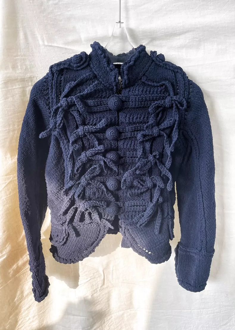Comme des Garcons CDG Tao Blue Embroidered Knit Jacket - dmc Size US M / EU 48-50 / 2 - 2 Thumbnail