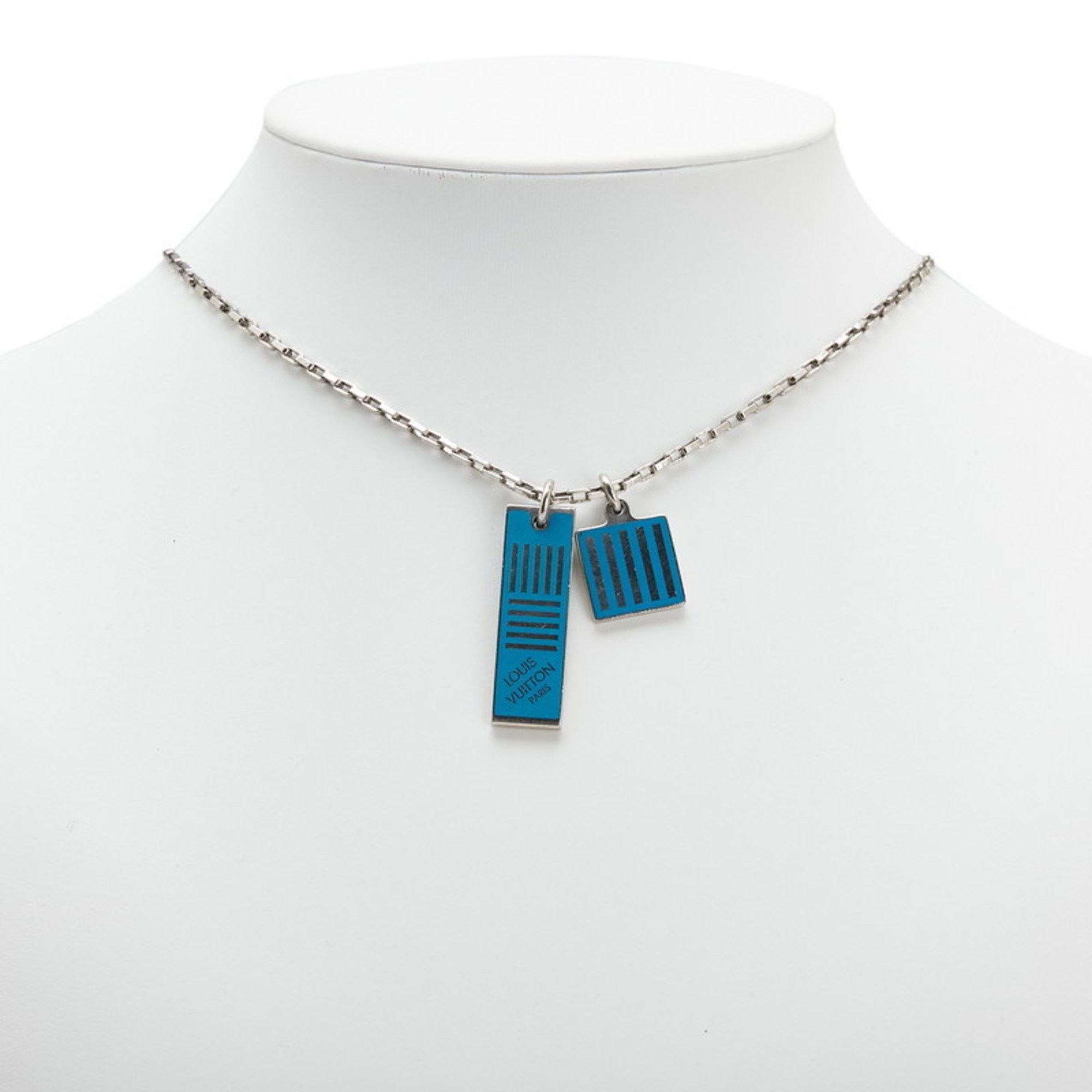 Louis Vuitton Louis Vuitton Collier Damier Colors Necklace M62596 Silver Blue Metal Women's LOUIS VUITTON Size ONE SIZE - 7 Thumbnail