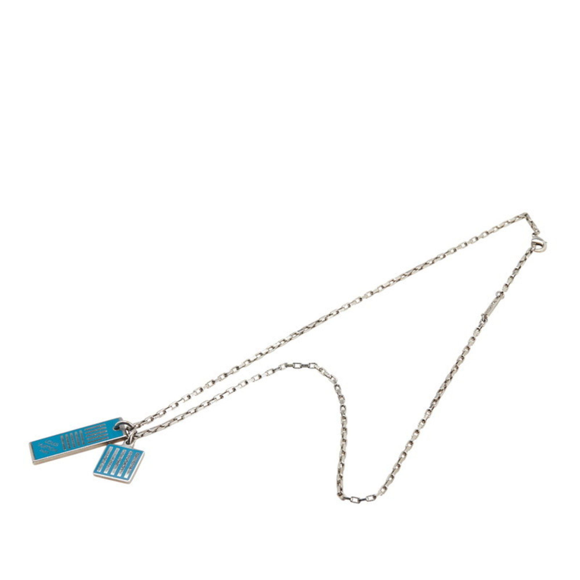 Louis Vuitton Louis Vuitton Collier Damier Colors Necklace M62596 Silver Blue Metal Women's LOUIS VUITTON Size ONE SIZE - 3 Thumbnail