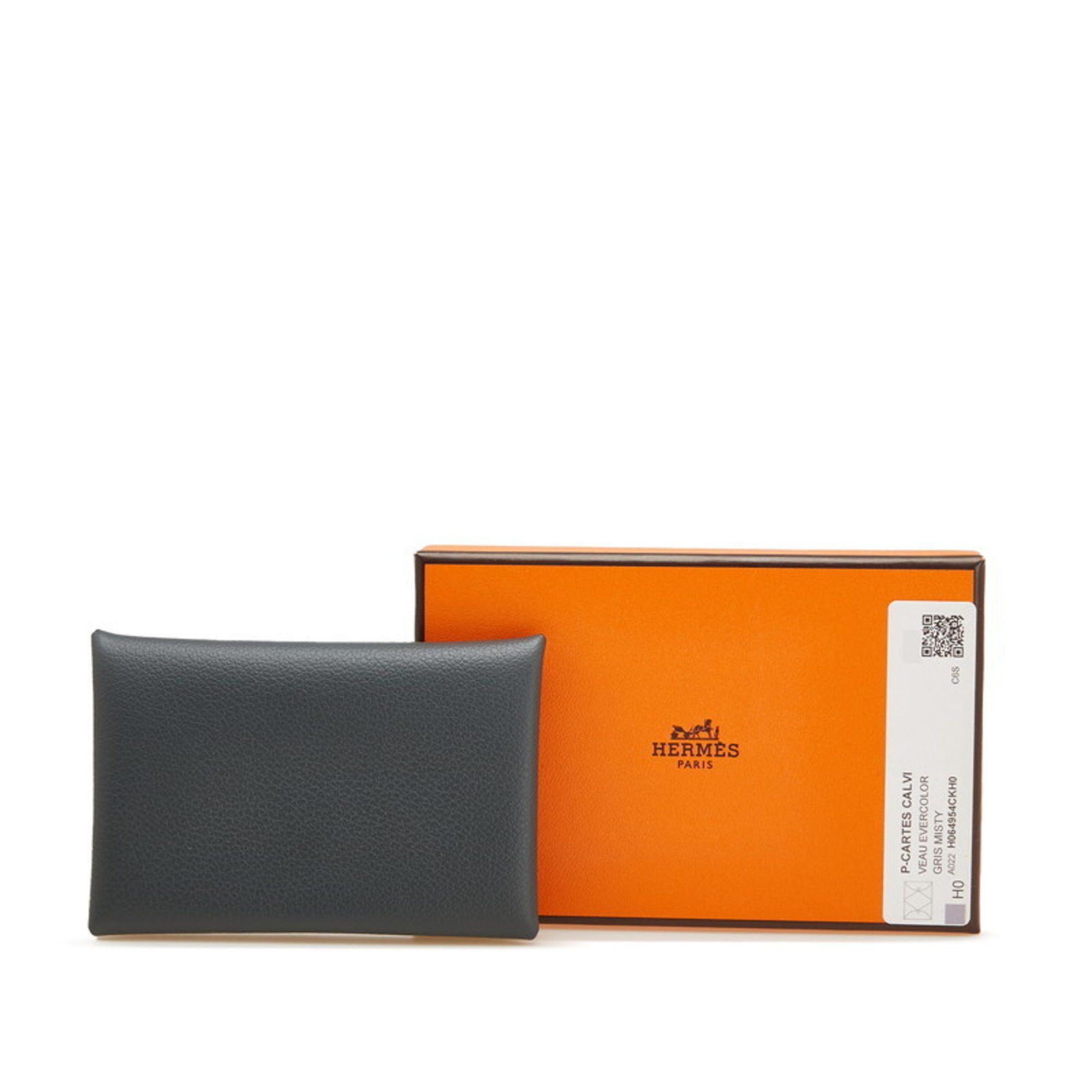 Hermes Hermès Calvi Wallet/Coin Case/Business Card Case/Card Case Gray Epsom Leather Women's HERMES Size ONE SIZE - 10 Thumbnail